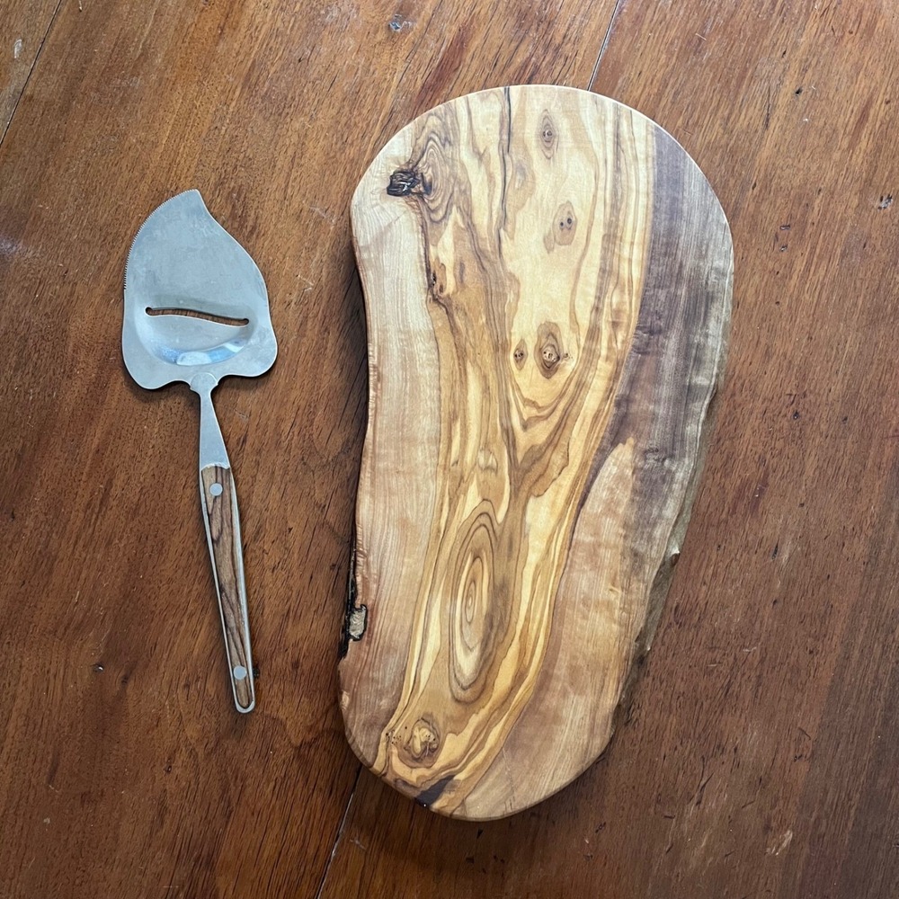 Vintage Live Edge Cheese Board & Slicer